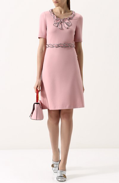 Приталенное мини-платье с круглым вырезом и коротким рукавом GUCCI, арт. 501513/X9M65, фото 2