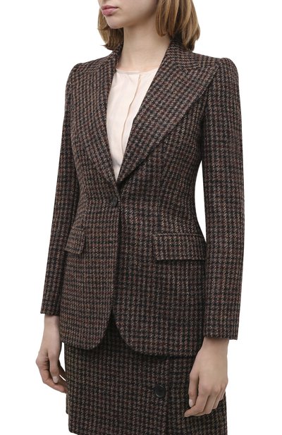 Шерстяной жакет DOLCE & GABBANA коричневого цвета по цене 244500 руб., арт. F29GZT/FQMH3, фото 4 Шерстяной жакет DOLCE & GABBANA, арт. F29GZT/FQMH3, фото 4