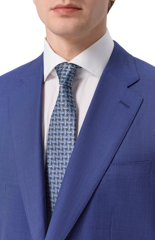Шелковый галстук Canali 18/HJ04497 Голубой  18/HJ04497 Фото 2