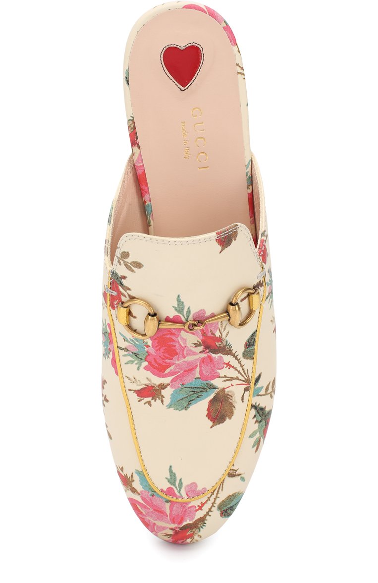 Женские кожаные сабо princetown с принтом GUCCI кремового цвета, арт. 505511/0JD10 | Фото 5 (Каблук высота: Низкий; Подошва: Плоская; Материал внутренний: Натуральная кожа; Материал внешний: Натуральная кожа)