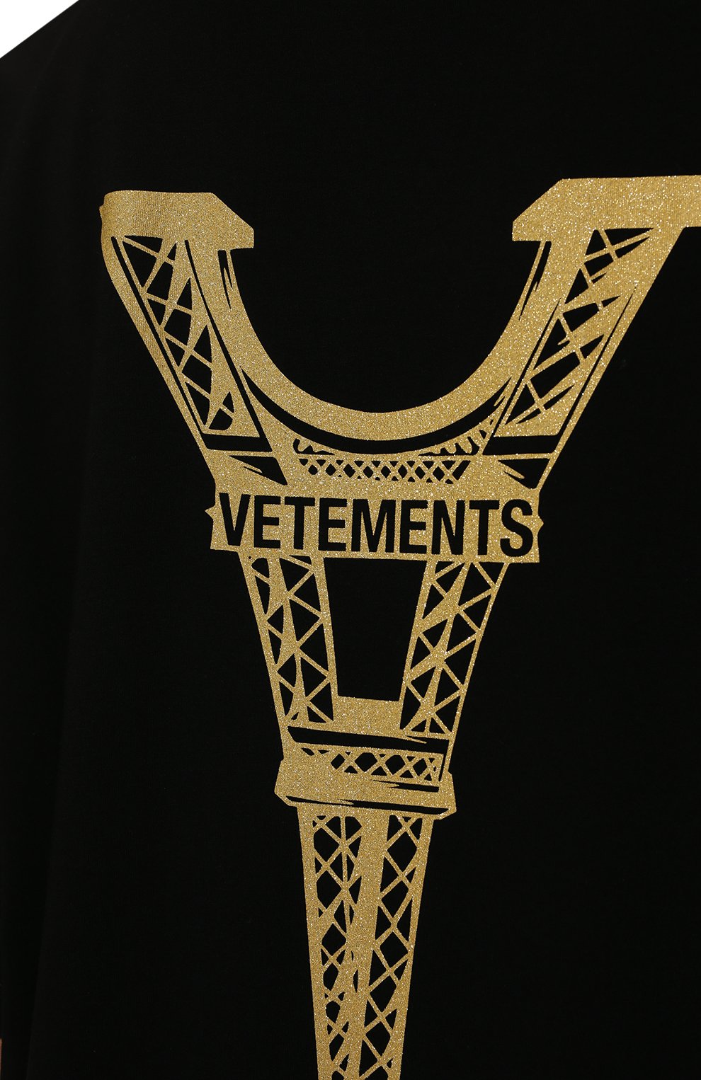 Хлопковая футболка VETEMENTS черного цвета по цене 44950 руб., арт. UA53TR250B 1611/W, фото 5 Хлопковая футболка VETEMENTS, арт. UA53TR250B 1611/W, фото 5