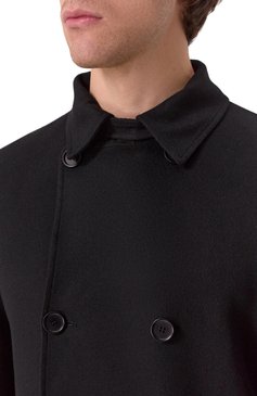 Мужской кашемировое пальто MVST черного цвета, арт. TXEKB-ES4365-1/LC1598 | Фото 5 (Длина (верхняя одежда): До середины бедра; Материал внешний: Кашемир, Шерсть; Рукава: Длинные; Мужское Кросс-КТ: пальто-верхняя одежда; Стили: Кэжуэл; 1-2-бортные: Двубортные)