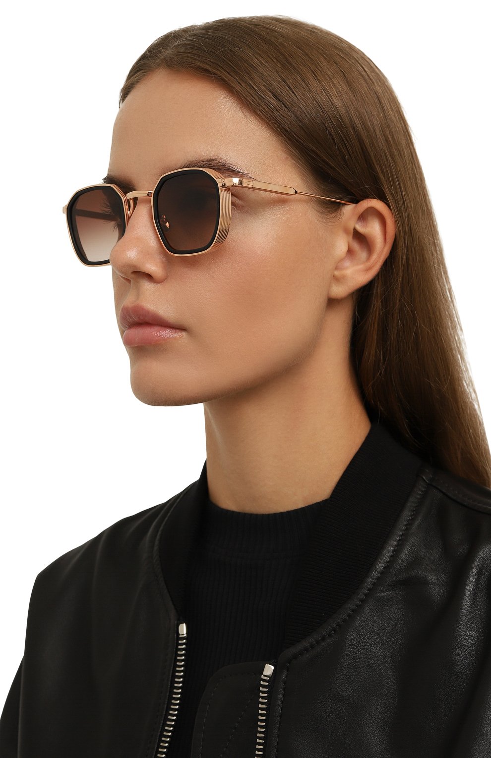 Солнцезащитные очки JOHN DALIA коричневого цвета по цене 88350 руб., арт. LE0 C113, фото 2 Солнцезащитные очки JOHN DALIA, арт. LE0 C113, фото 2