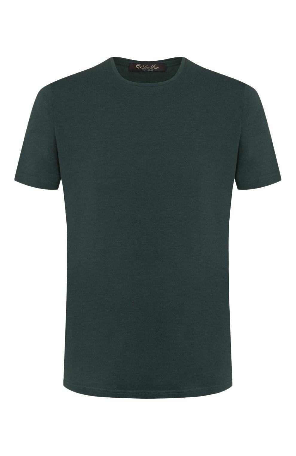 Футболка из шелка и хлопка LORO PIANA темно-зеленого цвета по цене 44200 руб., арт. FAF6128, фото 1 Футболка из шелка и хлопка LORO PIANA, арт. FAF6128, фото 1