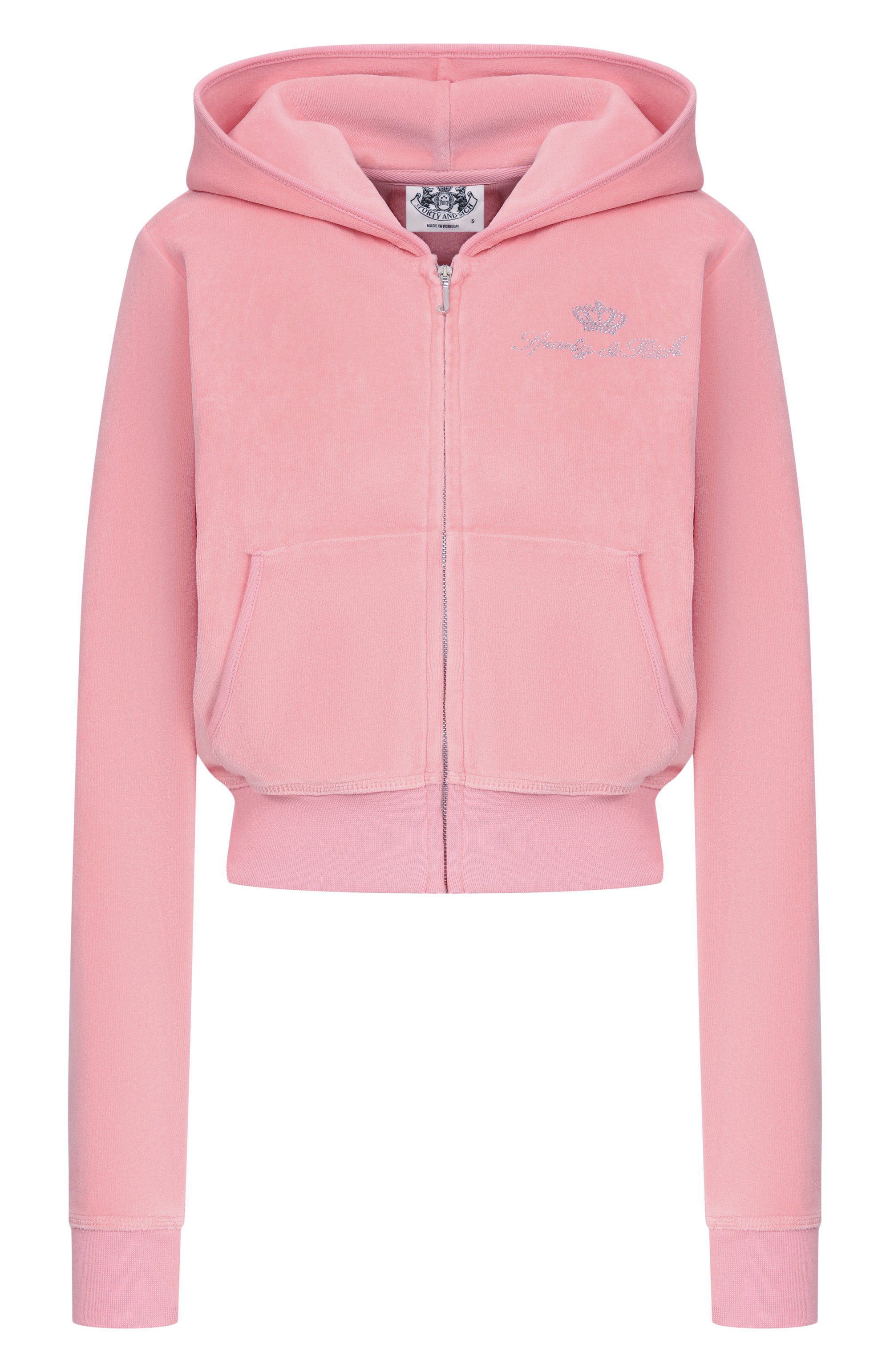 Хлопковая толстовка SPORTY AND RICH, арт. CA046716689PI07/JUICY SCRIPT VEL0UR ZIP H00DIE, фото 1