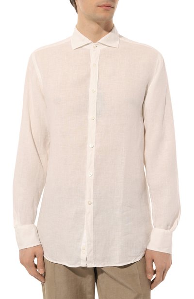 Льняная рубашка CANALI белого цвета по цене 26600 руб., арт. L7B1/GM02128, фото 3 Льняная рубашка CANALI, арт. L7B1/GM02128, фото 3