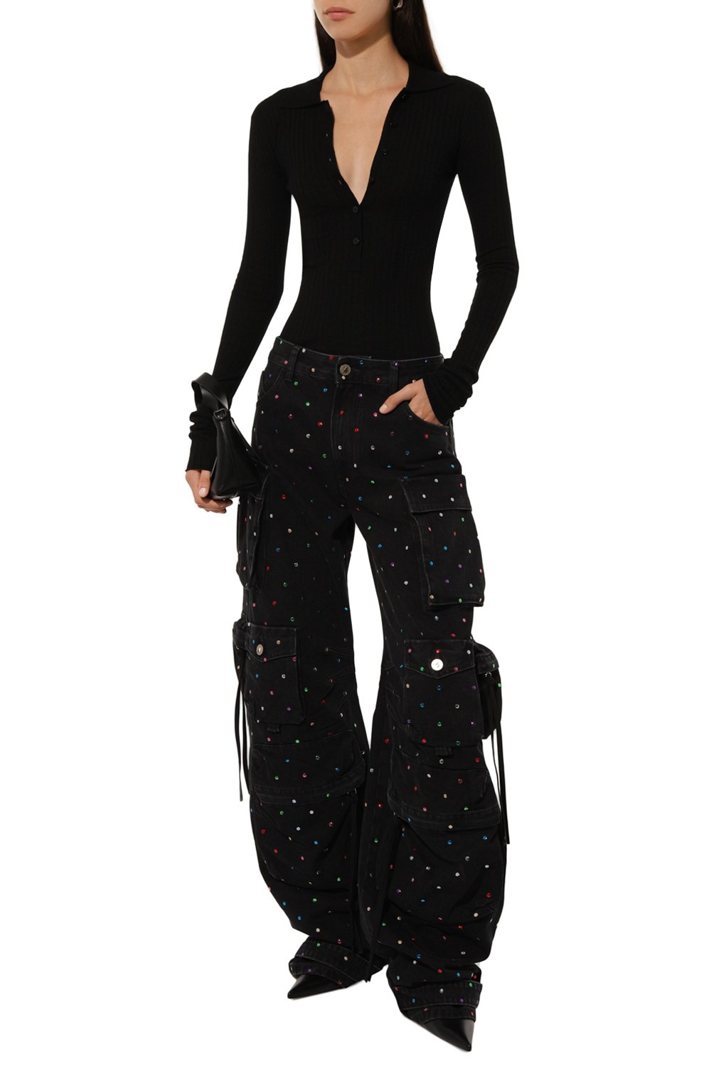 Джинсы-карго THE ATTICO черного цвета по цене 175500 руб., арт. 247WCP84, фото 2 Джинсы-карго THE ATTICO, арт. 247WCP84, фото 2