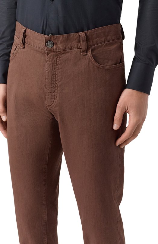 Хлопковые брюки Zegna CITYX/UDP16A7 Коричневый  CITYX/UDP16A7 Фото 5