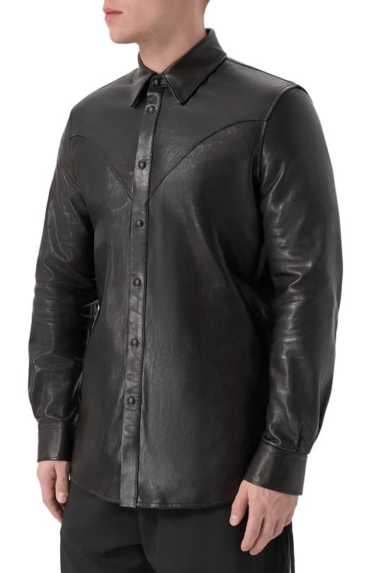 Кожаная куртка-рубашка Ann Demeulemeester B0013403/LT137 Чёрный  B0013403/LT137 Фото 3