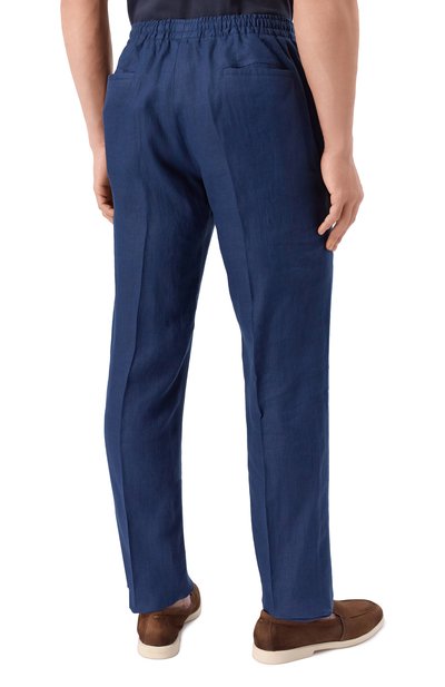 Льняные брюки KITON темно-синего цвета по цене 123000 руб., арт. UPN01H0928610, фото 4 Льняные брюки KITON, арт. UPN01H0928610, фото 4