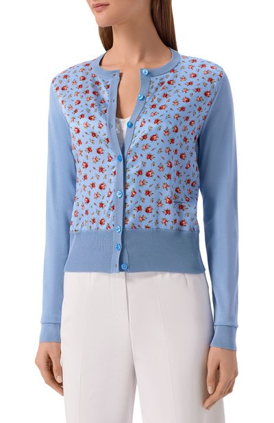 Шелковый кардиган DOLCE & GABBANA голубого цвета по цене 231000 руб., арт. FXV79T/JBS0Q, фото 3 Шелковый кардиган DOLCE & GABBANA, арт. FXV79T/JBS0Q, фото 3