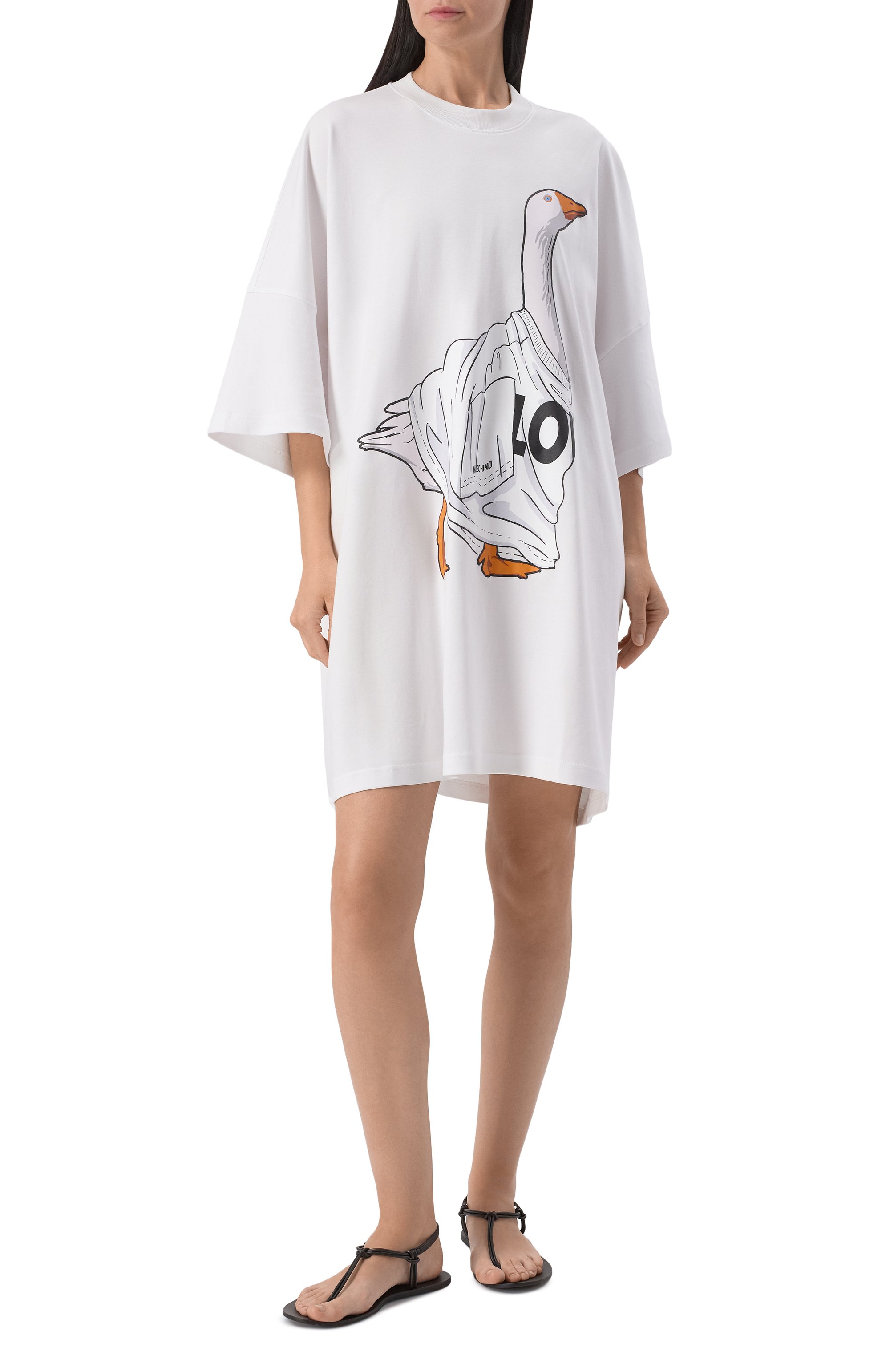 Хлопковое платье MOSCHINO белого цвета по цене 54350 руб., арт. J0451/5542, фото 2 Хлопковое платье MOSCHINO, арт. J0451/5542, фото 2