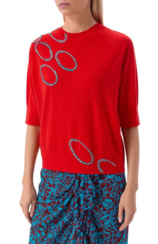 Шерстяной пуловер Dries Van Noten 011202/3700 Красный  011202/3700 Фото 3
