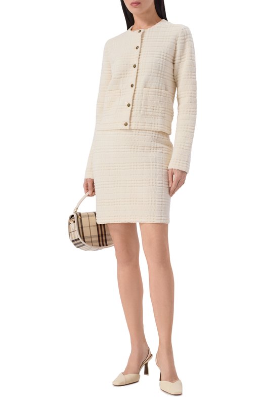 Шерстяная юбка Burberry 8121111 Кремовый  8121111 Фото 2