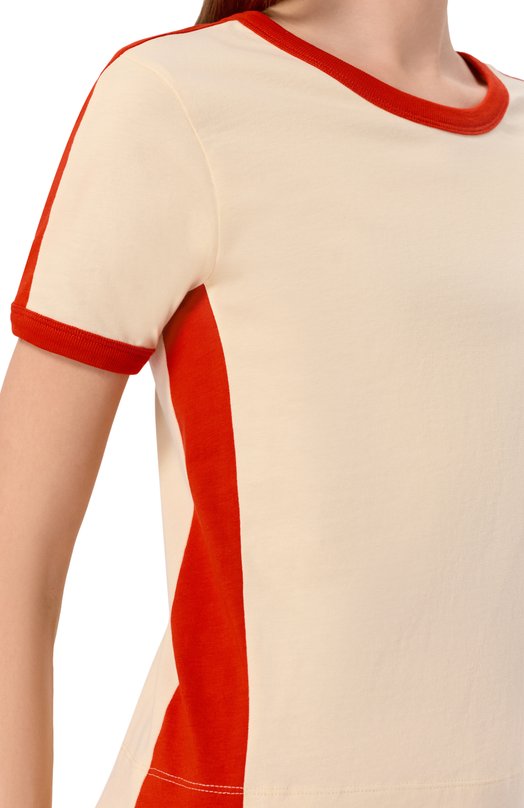 Хлопковая футболка Dries Van Noten 011111/3603 Кремовый  011111/3603 Фото 5