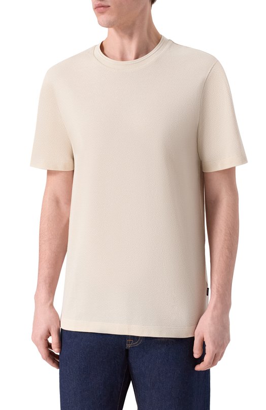 Хлопковая футболка BOSS 50452680 Кремовый  50452680 Фото 3