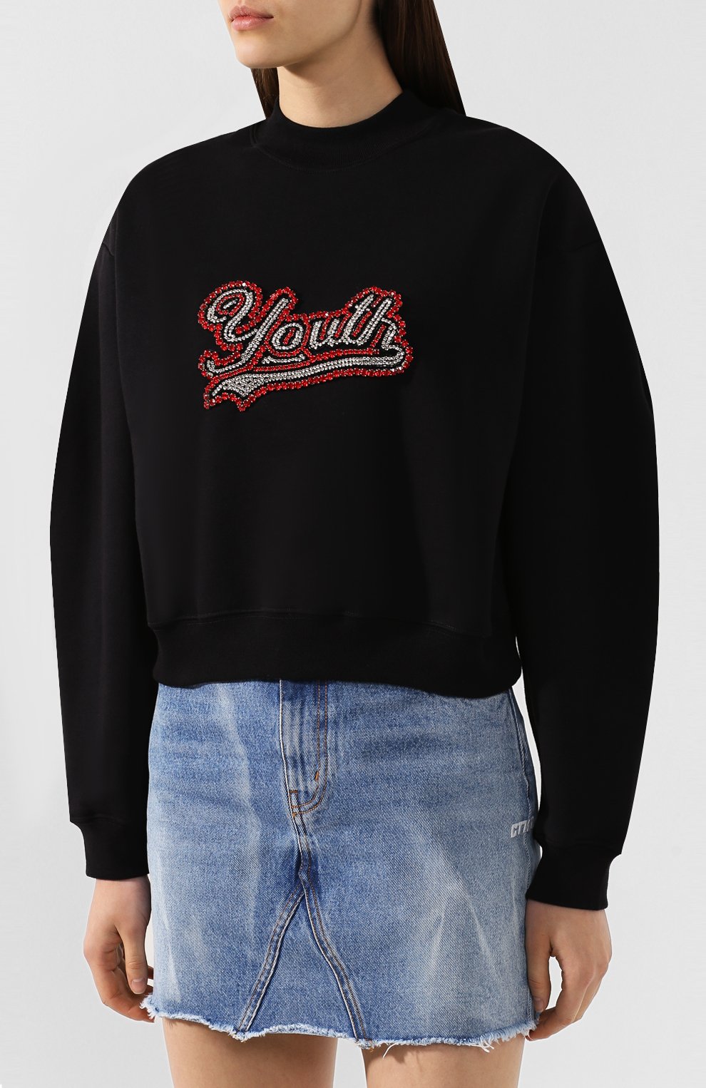 Хлопковый свитшот MSGM черного цвета по цене 34350 руб., арт. 2741MDM105 195799, фото 3 Хлопковый свитшот MSGM, арт. 2741MDM105 195799, фото 3