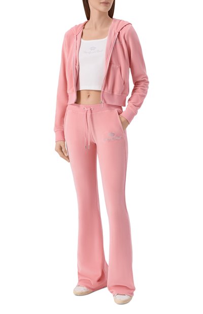 Хлопковая толстовка SPORTY AND RICH розового цвета по цене 38600 руб., арт. CA046716689PI07/JUICY SCRIPT VEL0UR ZIP H00DIE, фото 2 Хлопковая толстовка SPORTY AND RICH, арт. CA046716689PI07/JUICY SCRIPT VEL0UR ZIP H00DIE, фото 2