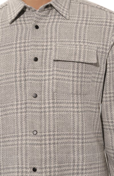 Рубашка из шерсти и шелка KITON серого цвета по цене 109500 руб., арт. UMCBUBAK0169E14, фото 5 Рубашка из шерсти и шелка KITON, арт. UMCBUBAK0169E14, фото 5