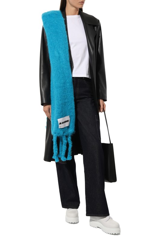 Шерстяной шарф Jil Sander J40TE0118/J40041 Синий  J40TE0118/J40041 Фото 3