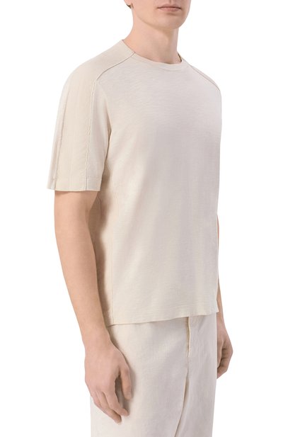 Футболка из хлопка и льна TRANSIT светло-серого цвета по цене 19950 руб., арт. CFUTRC5400, фото 3 Футболка из хлопка и льна TRANSIT, арт. CFUTRC5400, фото 3