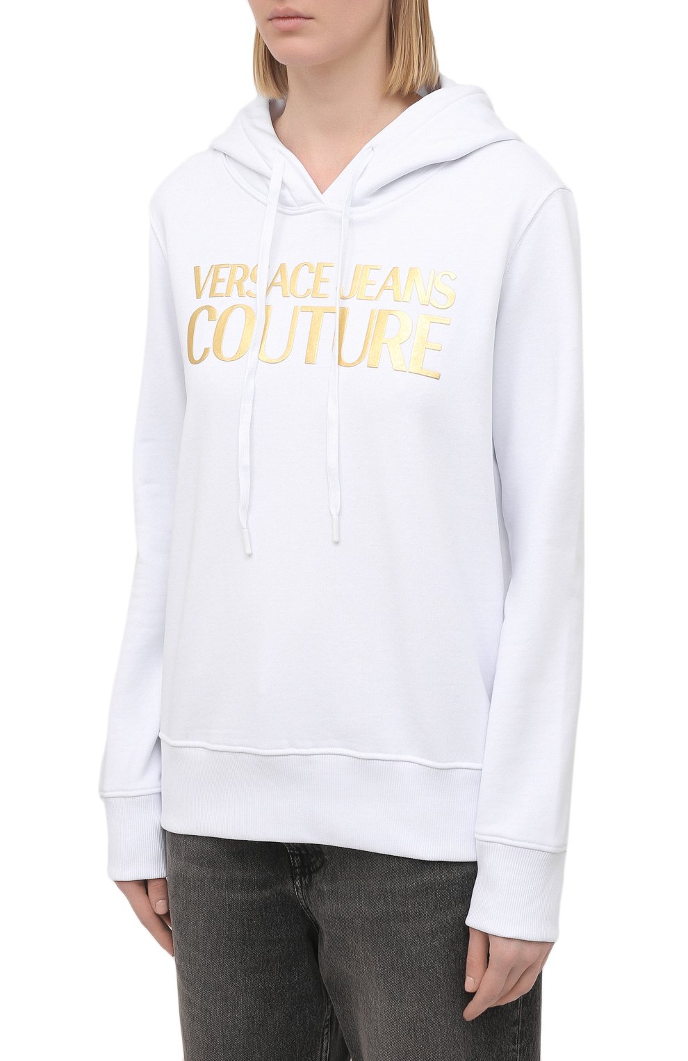 Хлопковое худи VERSACE JEANS COUTURE белого цвета по цене 29950 руб., арт. B6HWA7TP-WDP308 L0G0 F0IL/30318, фото 3 Хлопковое худи VERSACE JEANS COUTURE, арт. B6HWA7TP-WDP308 L0G0 F0IL/30318, фото 3