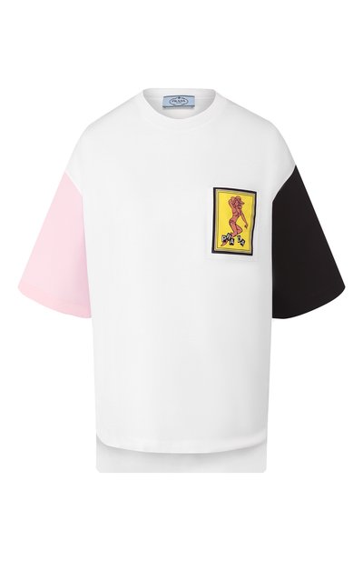 Женская хлопковая футболка PRADA, арт. 3510A-1WKB-F0Z72