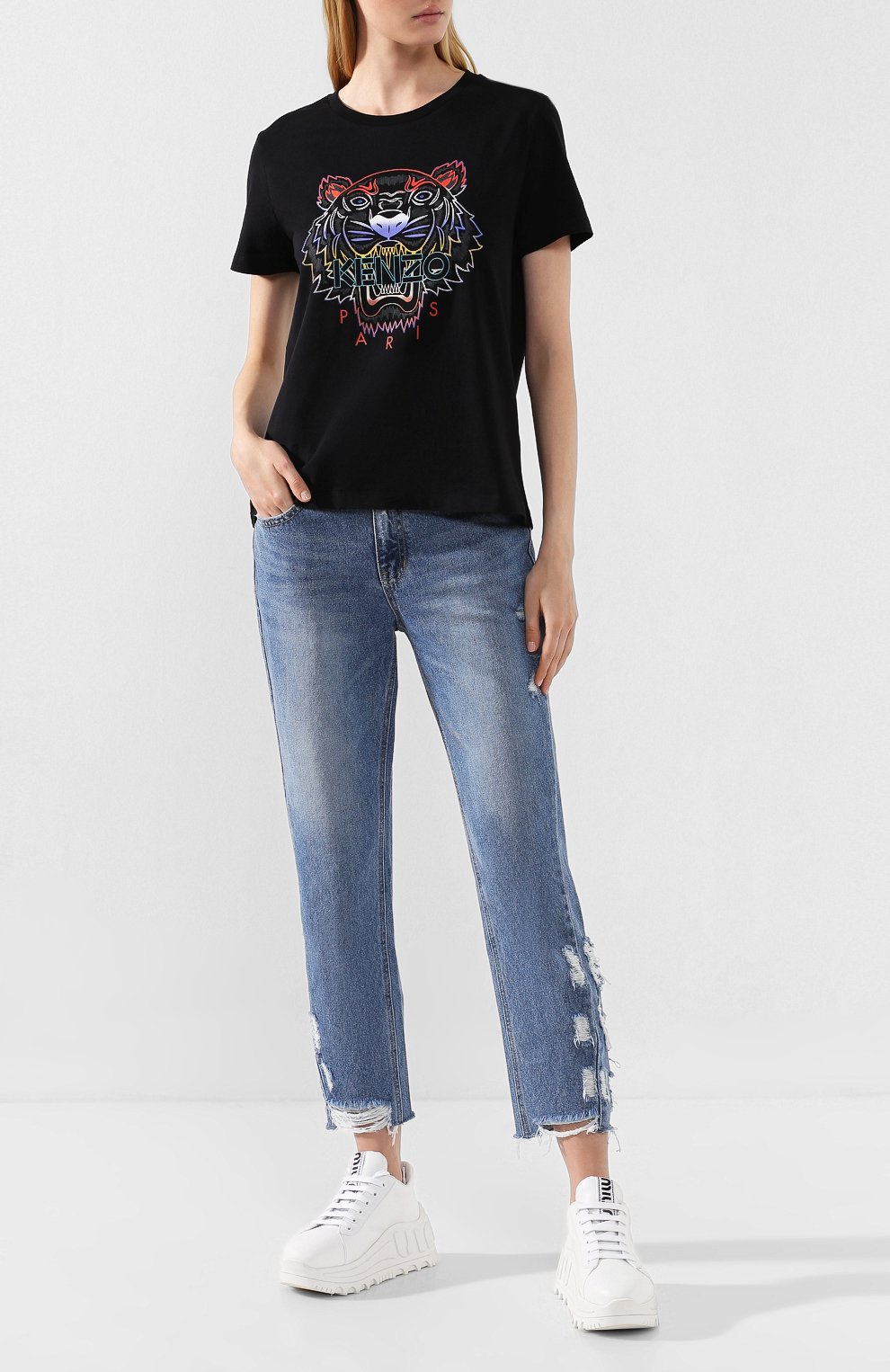 Хлопковая футболка KENZO черного цвета по цене 9950 руб., арт. F962TS8134YE, фото 2 Хлопковая футболка KENZO, арт. F962TS8134YE, фото 2