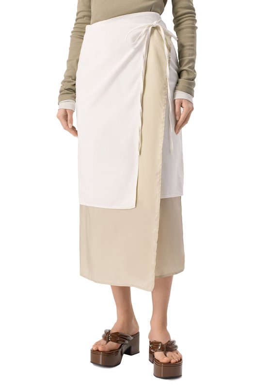Юбка из хлопка и вискозы Dries Van Noten 251-010826-1553 Кремовый  251-010826-1553 Фото 3
