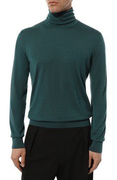 Мужской водолазка из кашемира и шелка ZEGNA бирюзового цвета, арт. UCJ00A6/120 | Фото 3 (Драгоценные камни: Проставлено; Материал внешний: Шелк, Кашемир, Шерсть; Материал сплава: Проставлено; Длина (для топов): Стандартные; Рукава: Длинные; Мужское Кросс-КТ: Водолазка-одежда; Стили: Кэжуэл; Принт: Без принта)