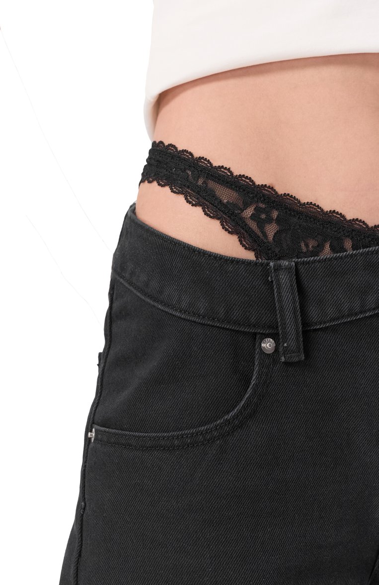 Женские джинсы ALEXANDER WANG черного цвета, арт. 4DC1254613 | Фото 5 (Длина (брюки, джинсы): Стандартные; Материал внешний: Хлопок, Деним; Стили: Кэжуэл; Детали: Декор; Силуэт Ж (брюки и джинсы): Прямые; Кросс-КТ: Деним; Автоматизация состава: Проставлено; Автоматизация ТО: Проставлено)