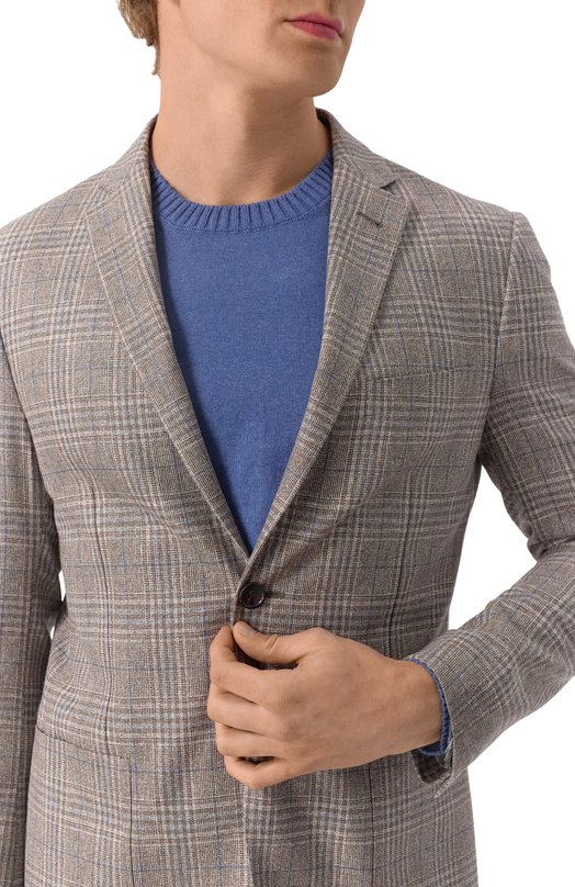 Пиджак из шелка и шерсти Corneliani 25X002-2516215 Бежевый  25X002-2516215 Фото 7