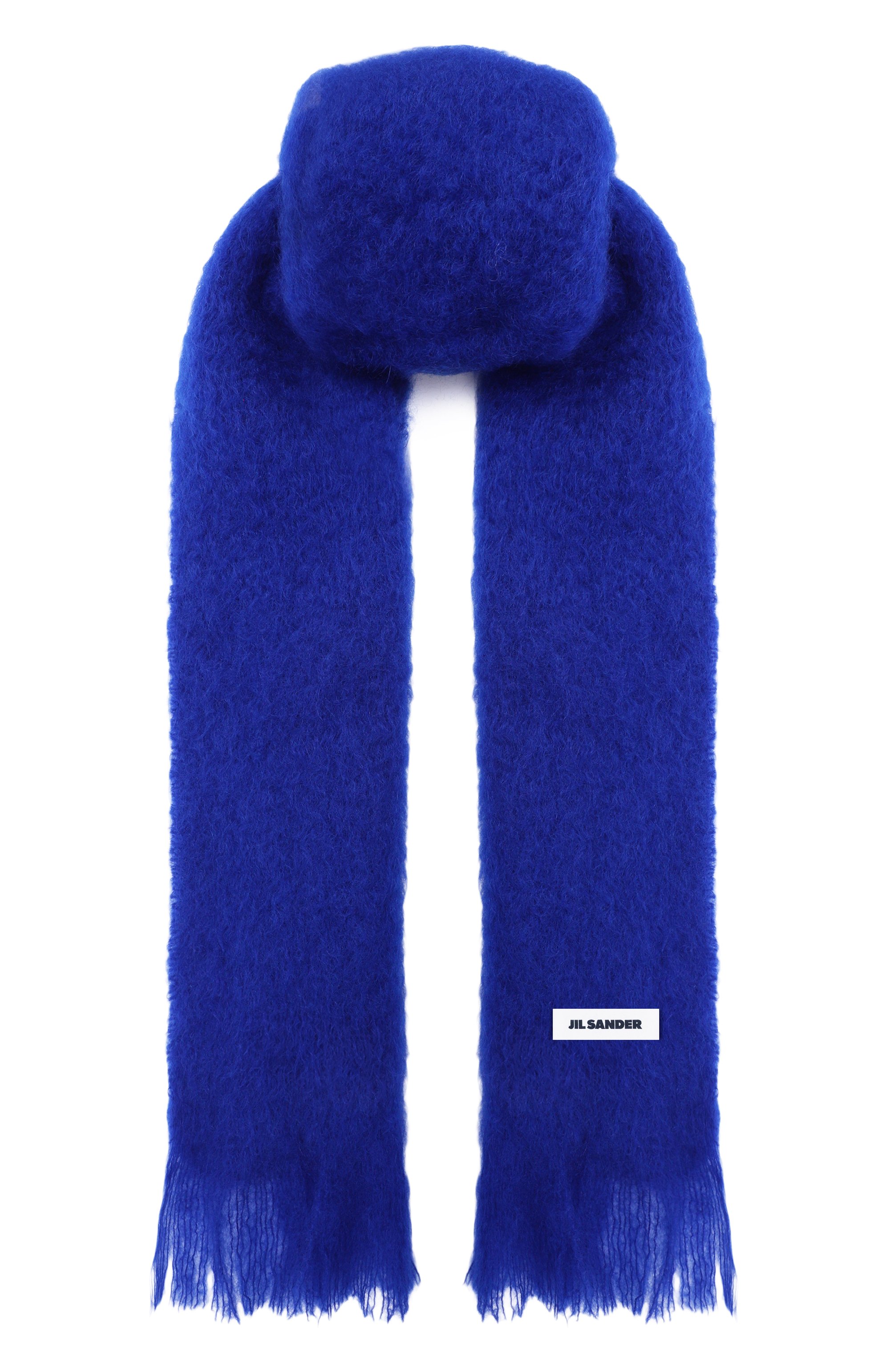 Шерстяной шарф JIL SANDER синего цвета по цене 53650 руб., арт. J22TE0114/J40041, фото 1 Шерстяной шарф JIL SANDER, арт. J22TE0114/J40041, фото 1