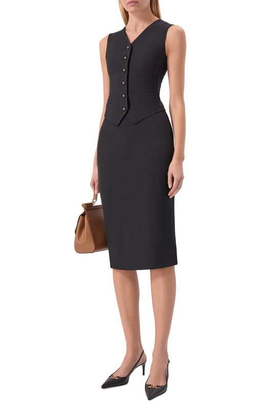 Жилет из шерсти и шелка Dolce & Gabbana F79H6T/GDDPS Чёрный  F79H6T/GDDPS Фото 2