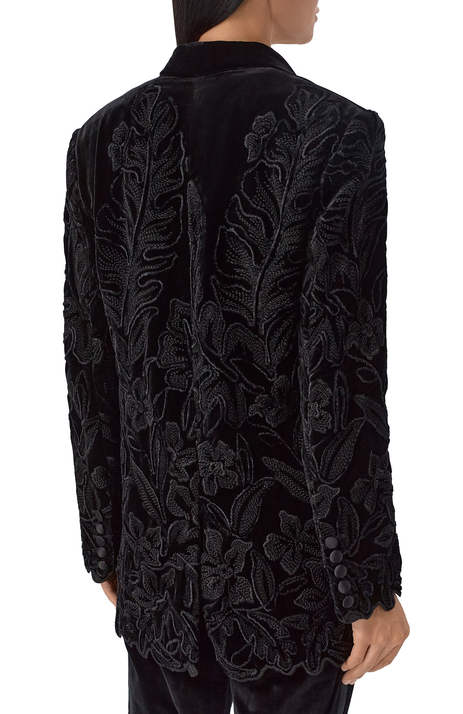 Бархатный жакет BALMAIN черного цвета по цене 514500 руб., арт. HF1SJ151/MI64, фото 4 Бархатный жакет BALMAIN, арт. HF1SJ151/MI64, фото 4
