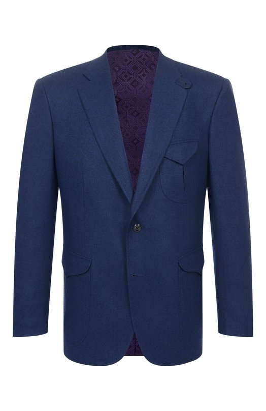 Шерстяной пиджак Stefano Ricci S1RF432SH3/W0002I_001 Синий S1RF432SH3/W0002I_001