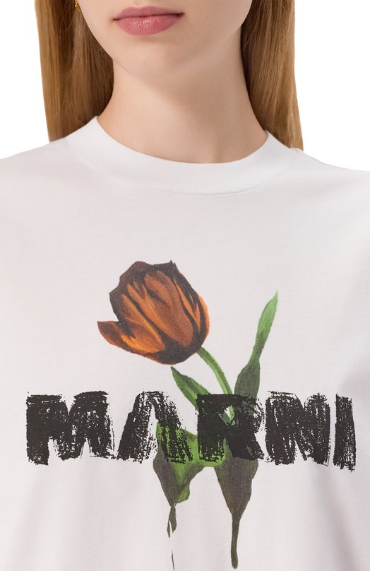 Хлопковая футболка Marni THJET49P18/USCY31 Белый  THJET49P18/USCY31 Фото 5