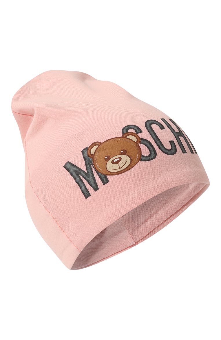 Детского хлопковая шапка MOSCHINO розового цвета, арт. MNX03N/LDA17 | Фото 1 (Материал: Хлопок, Текстиль; Нос: Не проставлено)