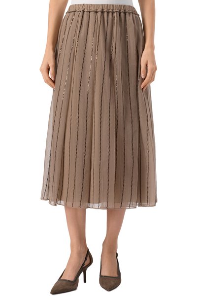 Шелковая юбка BRUNELLO CUCINELLI бежевого цвета по цене 567500 руб., арт. MP940G3884, фото 3 Шелковая юбка BRUNELLO CUCINELLI, арт. MP940G3884, фото 3