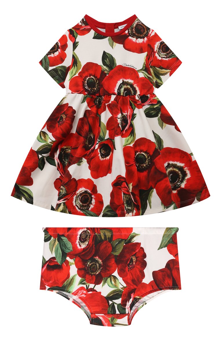 Хлопковое платье с шортами красный DOLCE & GABBANA женский — купить в ...