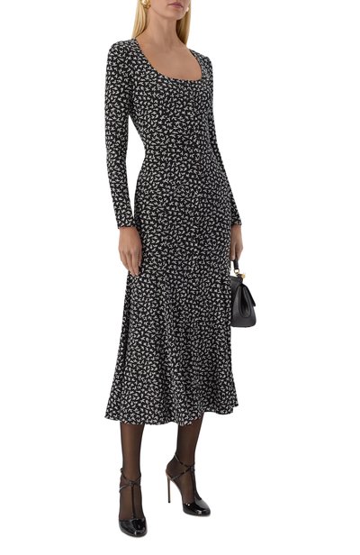 Шелковое платье DOLCE & GABBANA черного цвета по цене 473500 руб., арт. F632XT/FSAGK, фото 2 Шелковое платье DOLCE & GABBANA, арт. F632XT/FSAGK, фото 2