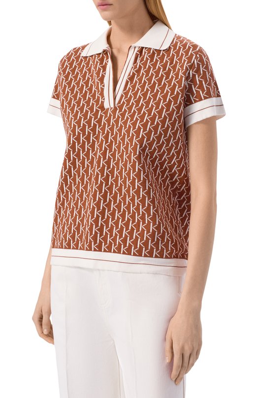 Хлопковое поло Kiton D59778K0954F04 Коричневый  D59778K0954F04 Фото 3