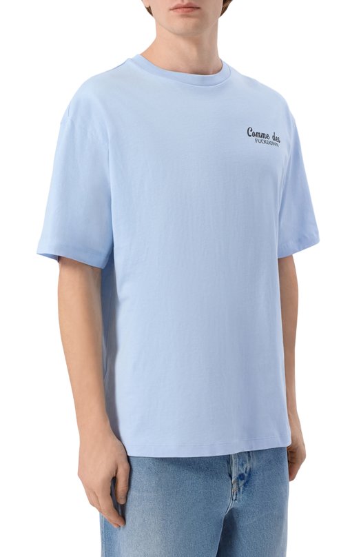 Хлопковая футболка Comme des Fuckdown CFABM01929 Голубой  CFABM01929 Фото 3
