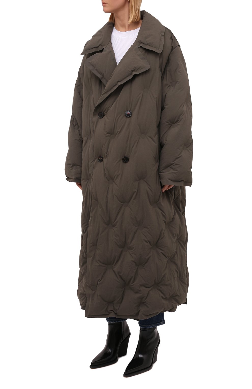 Стеганое пальто MAISON MARGIELA хаки цвета по цене 396000 руб., арт. S51AA0303/S49986, фото 3 Стеганое пальто MAISON MARGIELA, арт. S51AA0303/S49986, фото 3