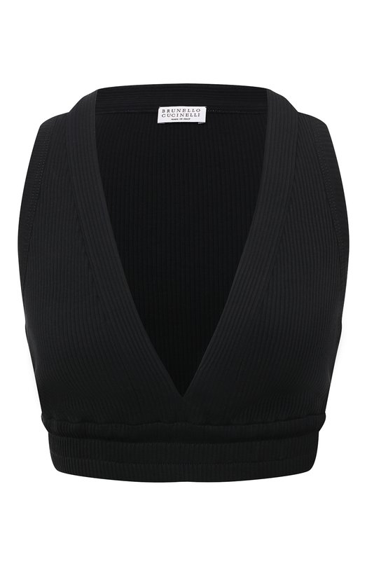 Хлопковый топ Brunello Cucinelli MP990BJ589 Чёрный MP990BJ589