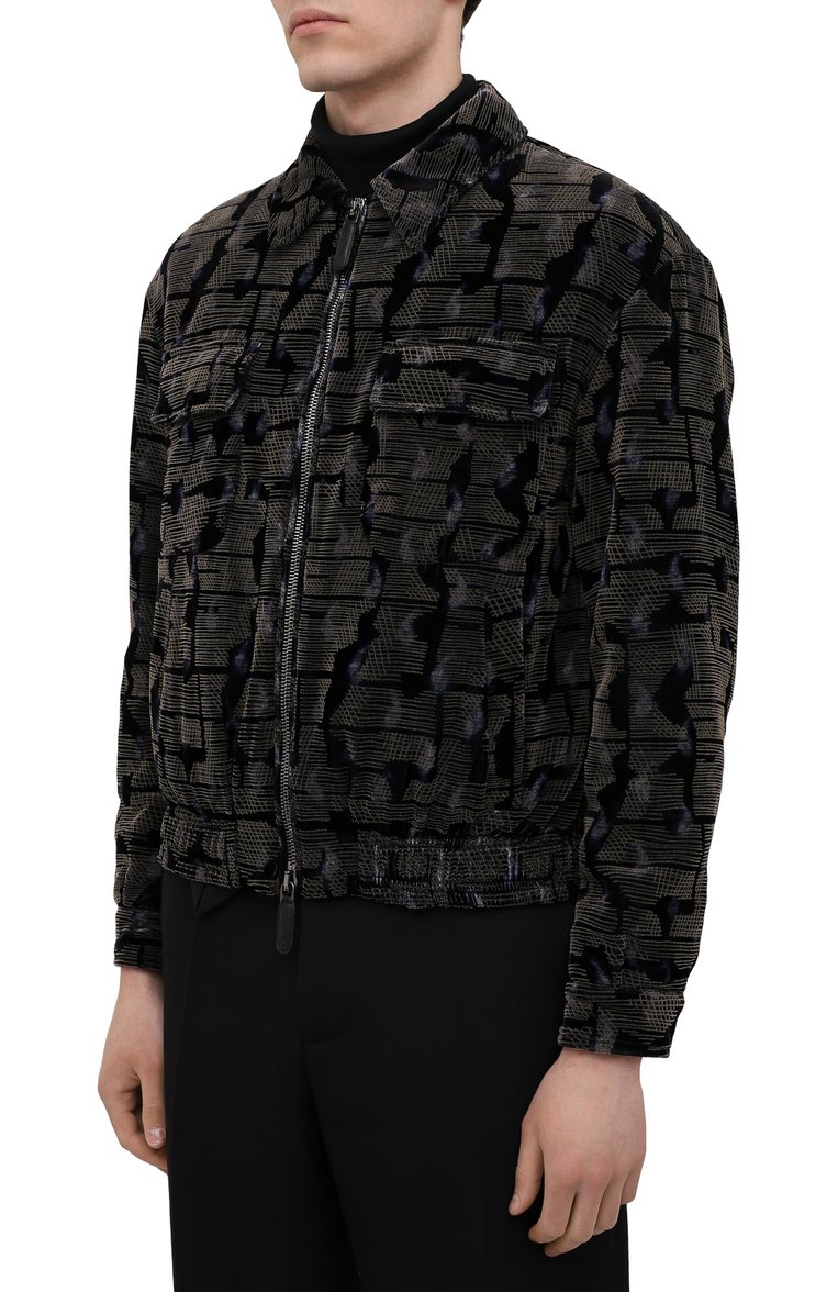 Мужской бомбер из вискозы и шелка GIORGIO ARMANI разноцветного цвета, арт. 1WG0B066/T02SM | Фото 3 (Длина (верхняя одежда): Короткие; Рукава: Длинные; Кросс-КТ: Куртка, бомбер, Утепленные; Материал утеплителя: Шерсть; Стили: Кэжуэл; Материал внешний: Вискоза, Синтетический материал; Принт: С принтом)