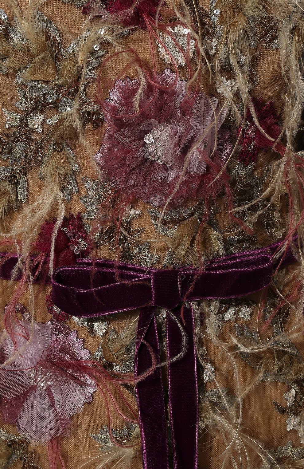 Платье с отделкой перьями и пайетками MARCHESA, арт. M20819, фото 5