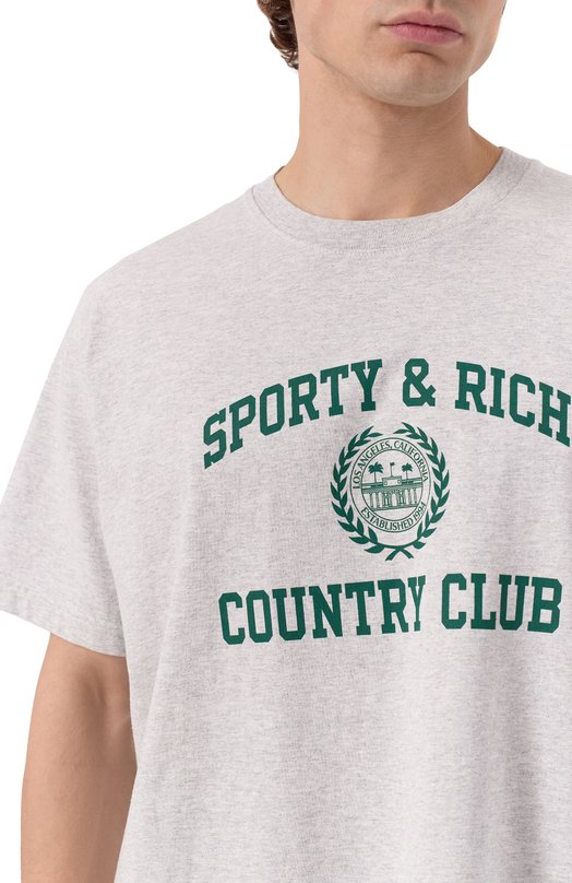 Хлопковая футболка Sporty and Rich T0043606218GY03 Серый  T0043606218GY03 Фото 5