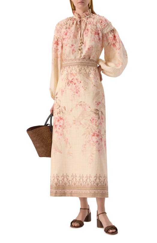 Льняная юбка Zimmermann 9995SS251 Бежевый  9995SS251 Фото 2