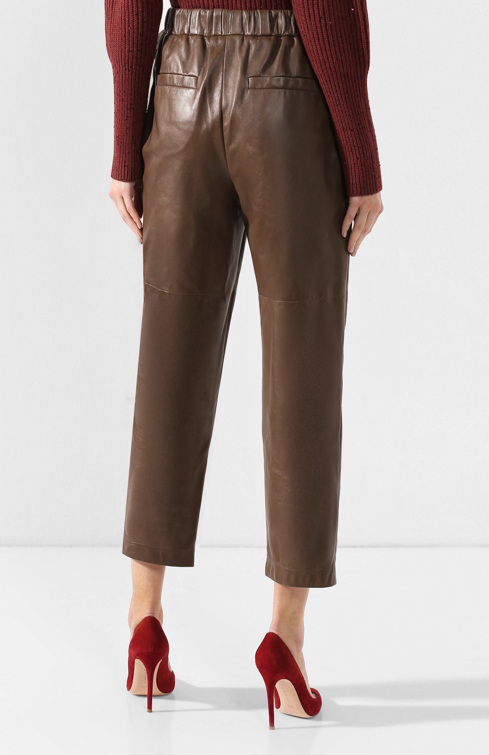 Укороченные кожаные брюки BRUNELLO CUCINELLI, арт. M0GINP6711, фото 4